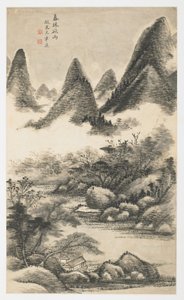 Lente Boomgaard Voor Regen, uit een album van 12 bladen door Yongxi Jin