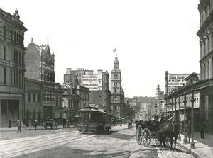 Bourke Street kijkend naar het oosten, Melbourne, Australië, 1895 door York and Son