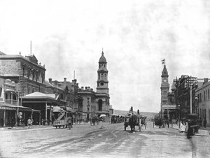 King William Street kijkend naar het zuiden, Adelaide, Australië
