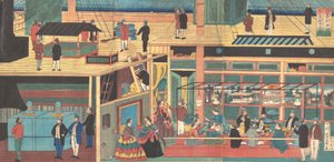 Uitzicht binnen een Amerikaanse stoomboot, 1861 Bunkyu, 1e jaar, 4e maand
