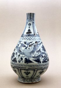 Blauw-witte vaas, Yuan-dynastie (1206-1368) door Yuan Dynasty Chinese School