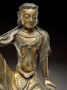 Bodhisattva Avalokitesvara, Yuan-dynastie (verguld brons) (detail) door Yuan Dynasty Chinese School