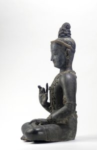 Nepalees-Chinese stijl bodhisattva (lak, doek, sporen van blauw, goud en groene verf & bladgoud) door Yuan Dynasty Chinese School