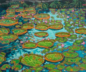 Waterlelie vijver blauw