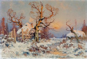 Winterlandschap in de avondzon door Yuly Klever