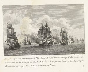 Jan Bart herovert graanschepen op een Hollands eskader, 1694 door Yves Marie Le Gouaz