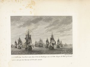 Jan Bart vaart Duinkerke binnen met de heroverde graanschepen, 1694 door Yves Marie Le Gouaz