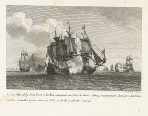 Jan Bart valt twee Engelse schepen aan, 1689