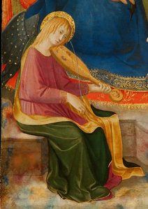 Madonna van Nederigheid met Twee Muzikale Engelen (detail) door Zanobi Strozzi