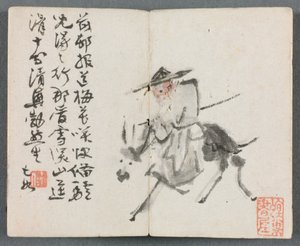 Miniatuuralbum met Figuren en Landschap Oude Man op Ezel, 1822