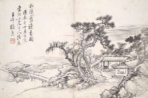 Lezen in de afgelegen dennenstudio door Zhang Xiong