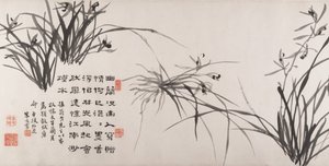 Orchideeën en bamboe door Zheng Xie