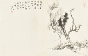 Landschappen en Bloemen, album van zes bladen door Zhu da Bada Shanren