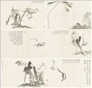 Landschappen en bloemen, album van zes bladeren