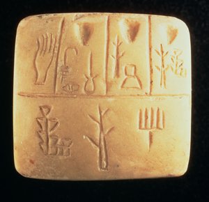 Tablet met pictografische inscriptie, Mesopotamisch, laat 4e eeuw v.Chr. door Hippolyte Lalaise Devéria