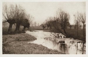 Een achterwater op de Lea door Frederick (attr. to) Barnard