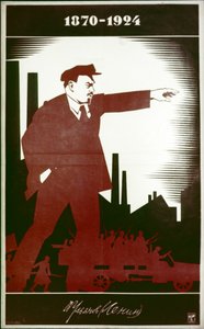 Een Sovjetposter ter herdenking van V.I. Lenin door A. Strakhov door Frederick (attr. to) Barnard