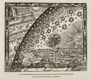 Een middeleeuwse missionaris vindt het punt waar lucht en aarde elkaar raken door Frederick (attr. to) Barnard