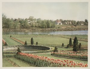 Amerikaans voorstedelijk tafereel, ca. 1928