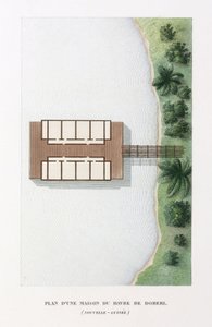 Architectuur Plan van een huis in de haven van Doreri door Frederick (attr. to) Barnard