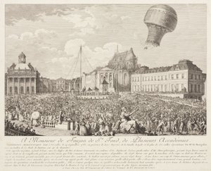 Opstijging van een Montgolfierballon in Versailles door Frederick (attr. to) Barnard