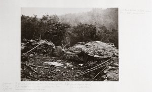 Borstweringen op Little Round Top Hill, Gettysburg, Pennsylvania, juli 1863