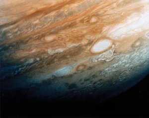 Close-up van de wolkenpatronen van Jupiter
