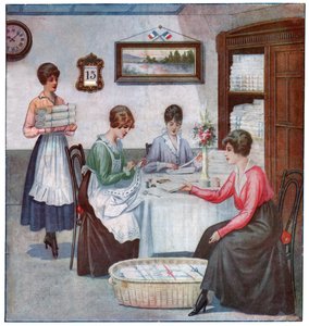Borduren thuis, ca. 1910-1920 door . .