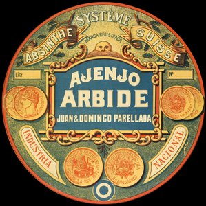 Etiket van het Argentijnse absintmerk Ajenjo Arbide