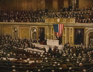 Voor de Vrijheid van de Wereld, President Woodrow Wilson vraagt het Congres om Oorlog te Verklaren aan Duitsland, 2 April