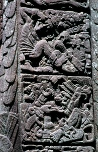 Hiërogliefen op Stela D in Quirigua, Izabal, Guatemala, Laat Klassieke periode, ca. 600-900 AD (foto) door Hippolyte Lalaise Devéria