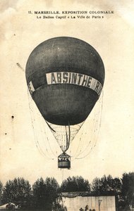Heteluchtballon reclame voor Absinthe Rivoire door Frederick (attr. to) Barnard