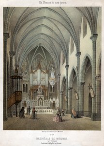 Interieur van de Karmelietenkerk in Bagneres de Bigorre. ca. 1870