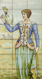 Interieur, tegelpaneel, schilder Furcy Ernest Tondeur, uitvoerder Boch Frères La Louvière