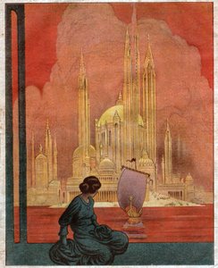 Panorama van een utopische stad. 1922 (illustratie) door . .