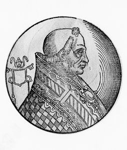 Portret van Bonifatius II (overleden 532), 55e paus van de Katholieke Kerk vanaf 530, gravure door William Walcutt