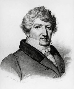 Portret van Georges Leopold Chretien Frederic Dagobert Cuvier, Franse bioloog, gravure door William Walcutt
