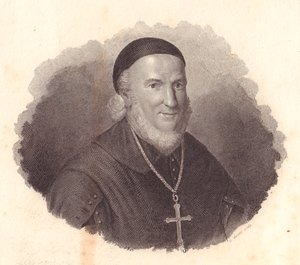 Portret van de Italiaanse bisschop Adeodato Turchi, kopergravure door G Guzzi naar schilderij van Francesco Vicira door William Walcutt