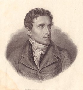 Portret van de Italiaanse beeldhouwer Antonio Canova, kopergravure door A Locatelli naar schilderij van Giuseppe Bossi