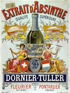 Reclame voor absint DOrnier Tuller, chromolithografie 1890 door Frederick (attr. to) Barnard