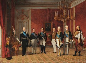 Ontvangst van Groothertog Alexander Nikolajevitsj door Prins Metternich in de Weense Hofburg in 1839 door Фердинанд Георг Вальдмюллер
