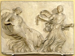 Reliëf van de Tempel van Nike van de Akropolis, Athene, Neo-Attisch, Grieks, laat 2e eeuw v.Chr. door Hippolyte Lalaise Devéria