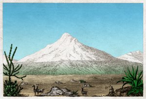 De Chimborazo vulkaan vanaf het plateau van Tapia, Ecuador door . .