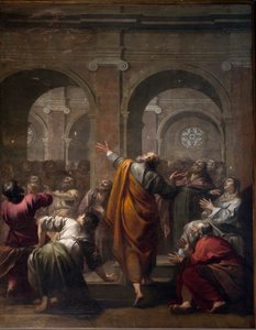 De nederdaling van de Heilige Geest, mei 1634 door Jacques Blanchard (1600-1638). Kathedraal Notre Dame de Paris - Parijs 4 - XIIIe, XIIIe, XIXe, rehabilitatie door Viollet-le-Duc door . .