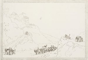 De eerste Kanaaloversteek per ballon, 7 januari 1785 door Frederick (attr. to) Barnard