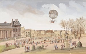 De eerste opstijging in een waterstofballon door Frederick (attr. to) Barnard