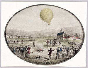 De eerste publieke ballonopstijging, 5 juni 1783 door Frederick (attr. to) Barnard