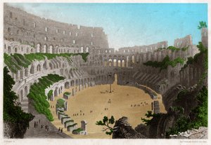 De ruïnes van het Colosseum in Rome. ca. 1840 door . .