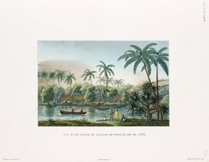 Uitzicht op een dorp in Matavai, eiland Tahiti door Frederick (attr. to) Barnard