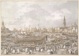 De Doge van Venetië vertrekt naar de Lido door Canaletto